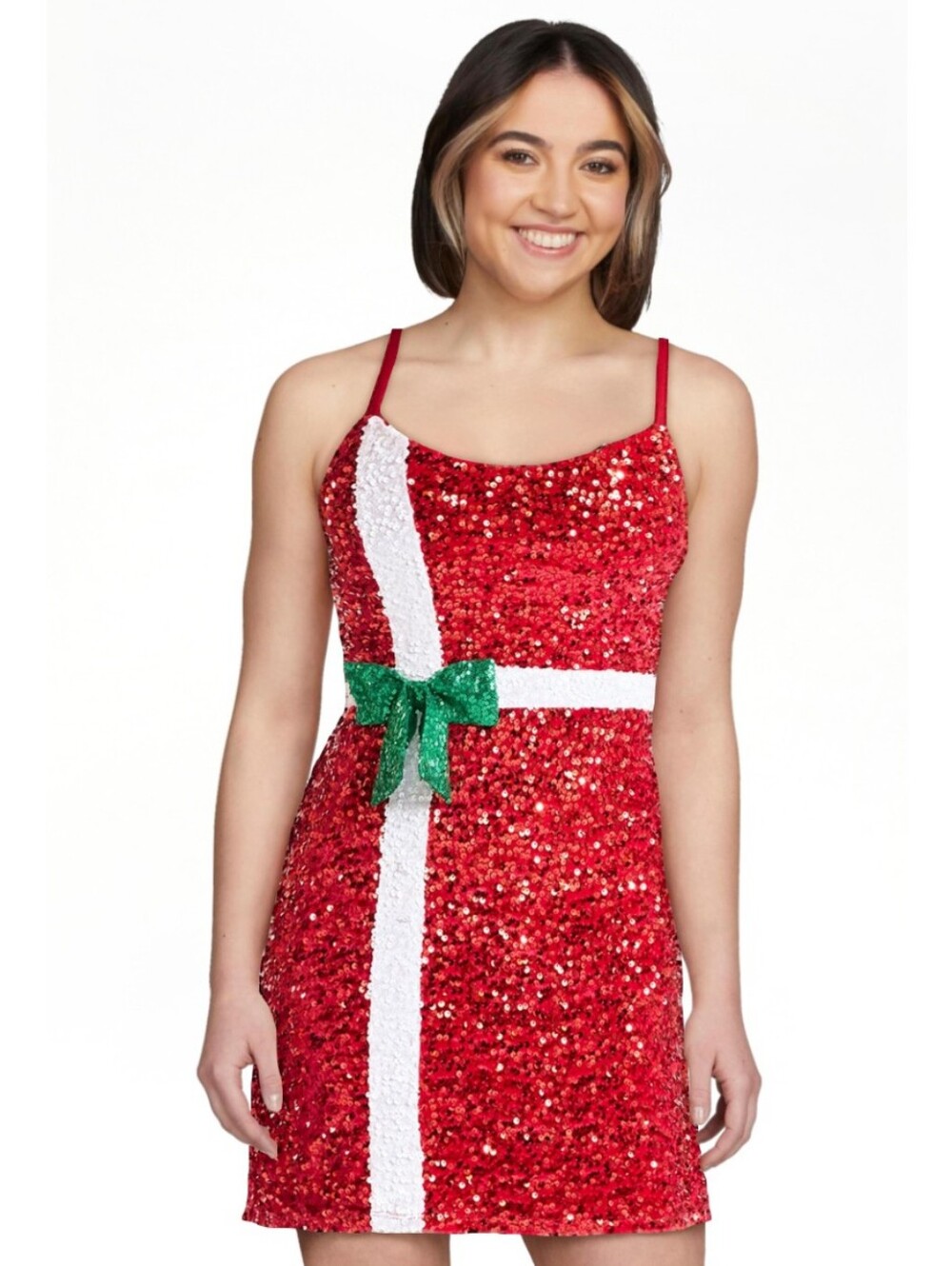 No Boundaries Christmas Present Sequin Mini Dress Womens Small New